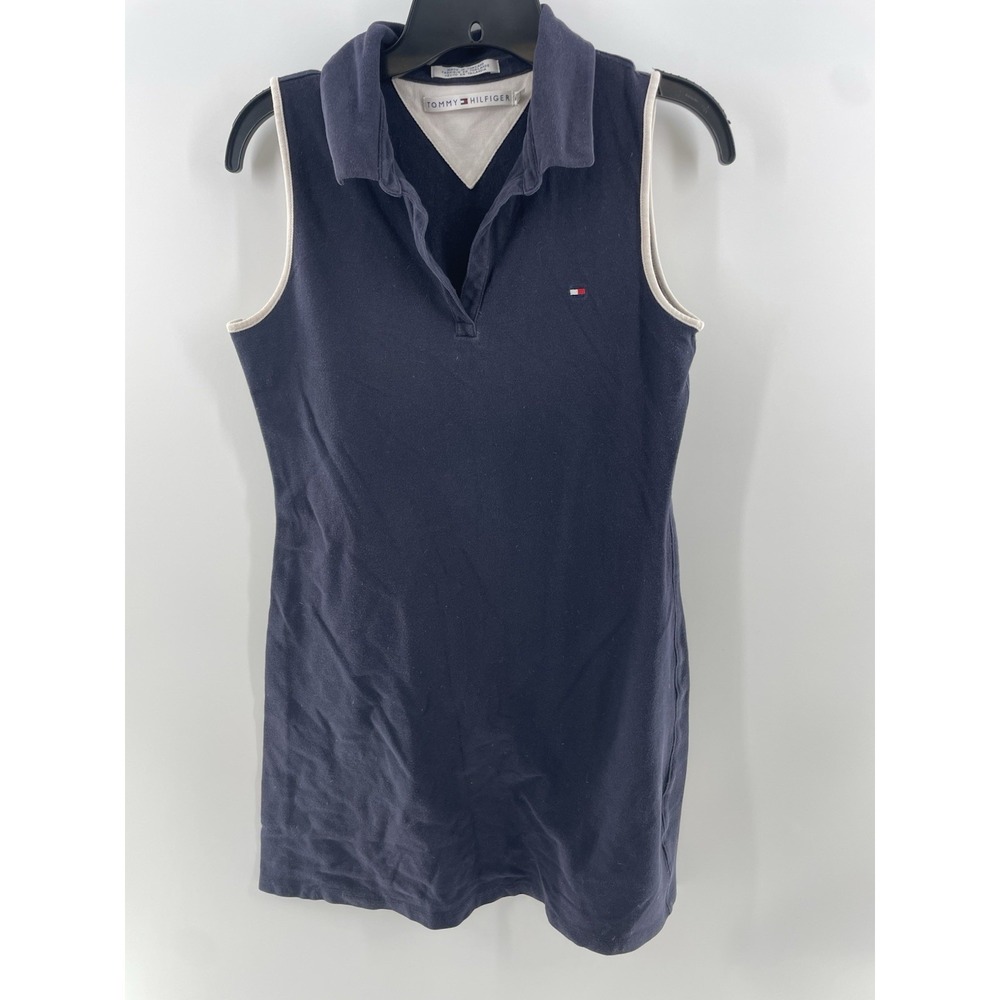 Vintage Tommy Hilfiger Polo Shirt Dress Women's M Blue Short Sleeve Y2K